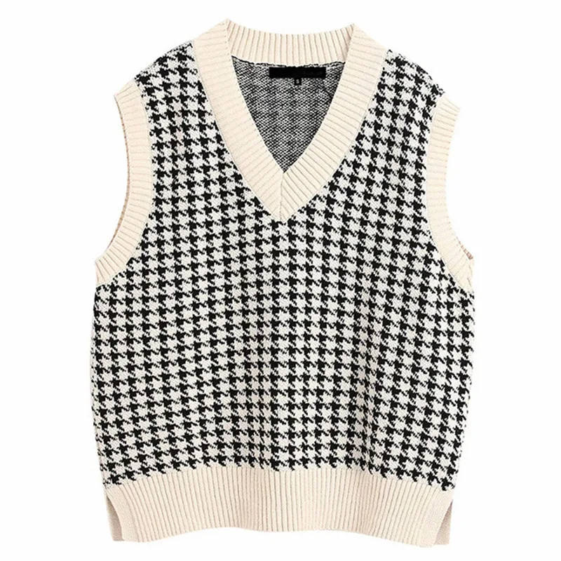 

Women Vest Sweater 2020 Fashion Knitted Sweater Loose Vintage Female Vest Chic Oversize Sweater Tops Women Clothes Outfit