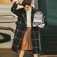 Кашемировое шерстяное Женское пальто, зимнее модное винтажное теплое клетчатое свободное шерстяное пальто, манто Femme Abrigos Mujer Plaszcze Damskie
