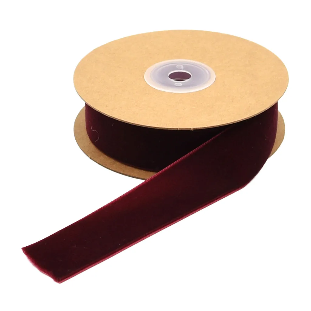 12 Colors 25mm/1'' 5 Yards Velvet Ribbon Roll for Crafts Headband Clips Hair Bow Wedding Decoration Christmas Ribbon