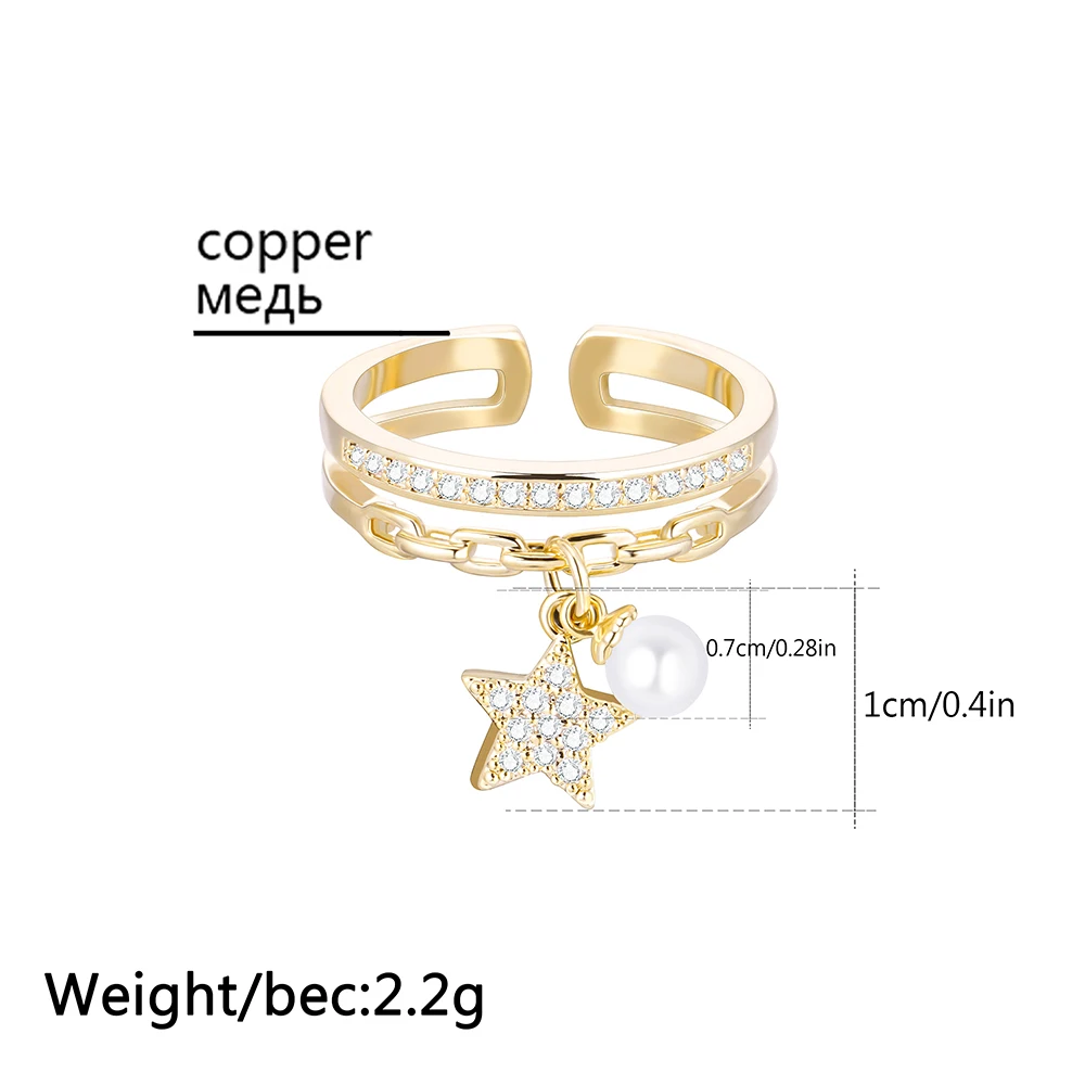 Gold Rings Fashion Rings Fashion Ring Finger Rings Metal Rings Pearl Finger Ring Gold Silver Color Ring For Women Classic Adjustable Size Plus Imitation Pearl CZ Star Pendant Elegant Jewelry Accessories