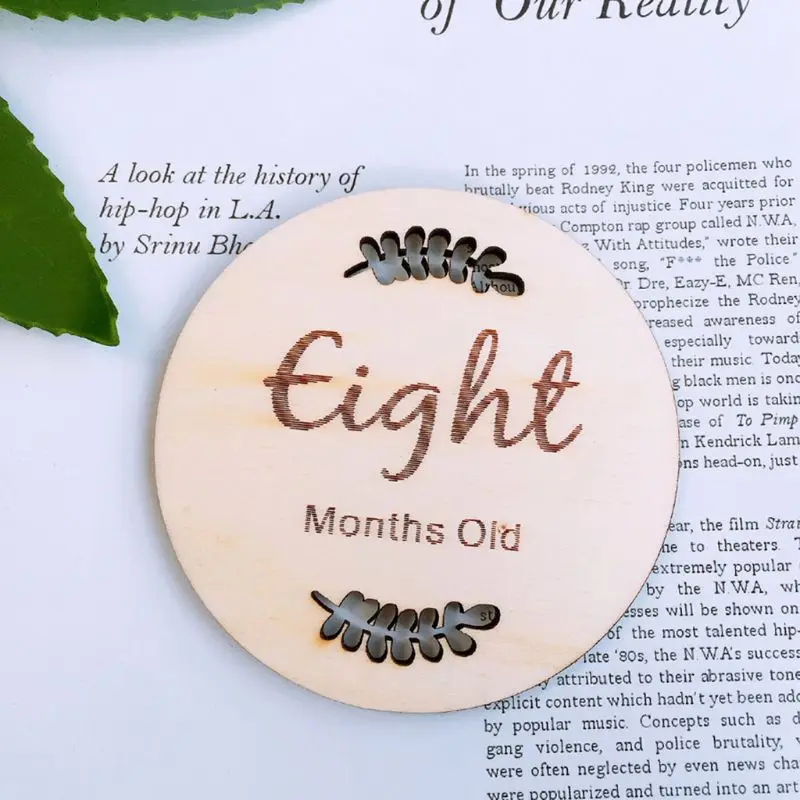 12 Pcs/set Newborn Birth Month Birthday Milestone Wooden Card Baby Kids Photography Props Toy