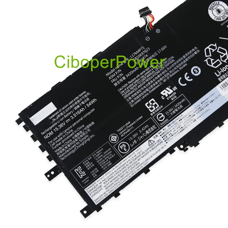 Качественный Аккумулятор для ноутбука L17C4P71 L17M4P71 SB10K97623 SB10K97624