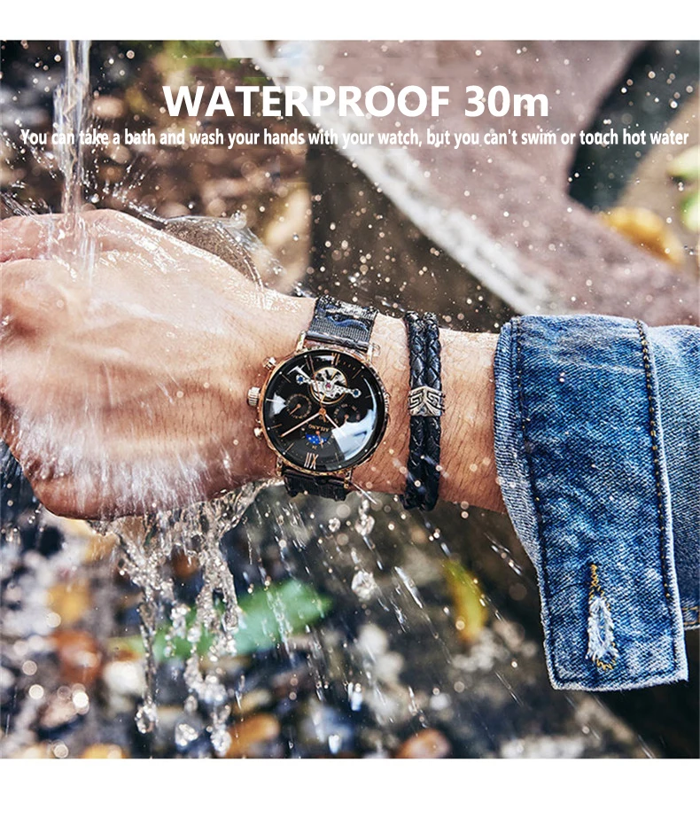 AILANG Uomo Automatico Meccanico Tourbillon di Lusso da Polso Uomo Cintura in Maglia di Acciaio Inossidabile es es_voghion.com