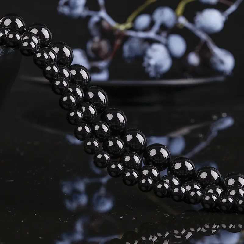 Натуральный черный турмалин Свободные Круглые бусины 4 мм, 6 мм, 8 мм, 10 мм, 12 мм для изготовления своими руками