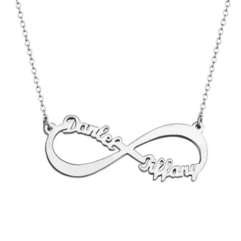 

Personalized Infinity Name Necklace in 925 Sterling Silver White Gold Plated Custom Made with 2 Names for Women Girls Gift