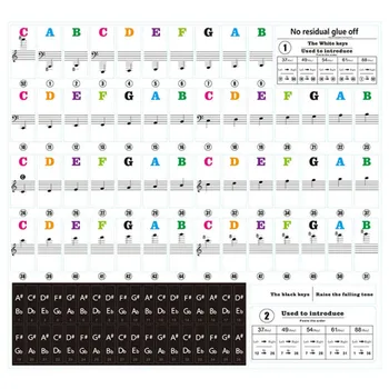 

Piano training Piano Keyboard Sticker Transparent Removable 37/49/54/61/88 Key For Kids Beginners Piano Practice