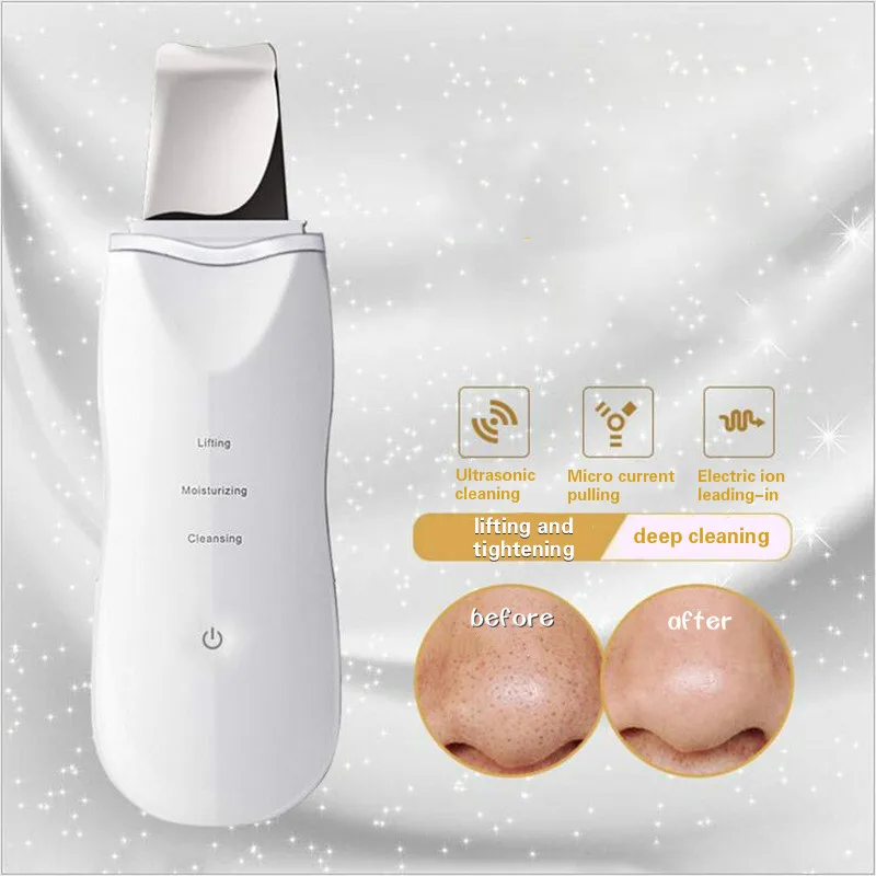 Ultrasonic Skin Scrubber Ion Cleansing Blackhead Massage Device Vibration Pore Cleaner Care Beauty Instrument | Красота и здоровье