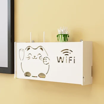 

Wireless Wifi Router Storage Box PVC Panel Shelf Wall-Mounted Hanging Modem Socket Cable Storage Organizer Home Decor 3 Sizes