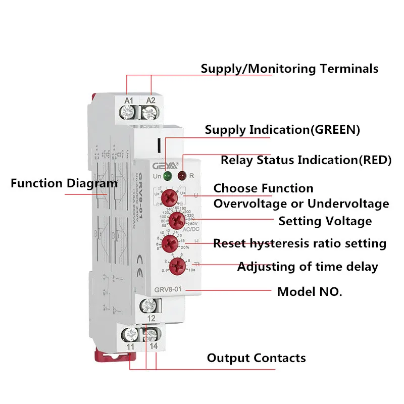 Generic Single Phase Voltage Relay Selection Over Or Under Voltage