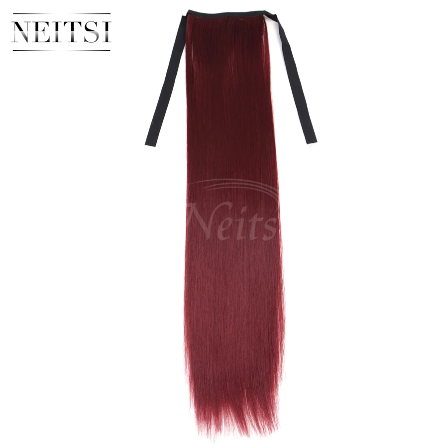 

Neitsi 22'' 1pc Hairpiece Straight Cabelos Clip In 99J# Ponytail Heat Resistant Pince CheveuxHair Extensions For Women's