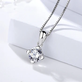 

Genuine S925 sterling silver female gift Geometry pendant Korean Version zircon fashion All-match creative pendant jewelry