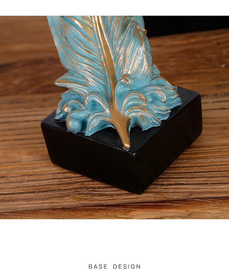 Feather Sculpture Office Decoration Room Living Room Entrance TV Cabinet Wine Cabinet Creative Resin Crafts Decoration Gift