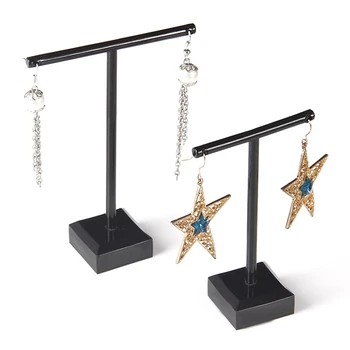 

Acrylic Earrings Jewelry Display Rack Stand Organizer Holder Case Necklace Bouches Ornament Hanger T-Bar 2Pcs/Set Black