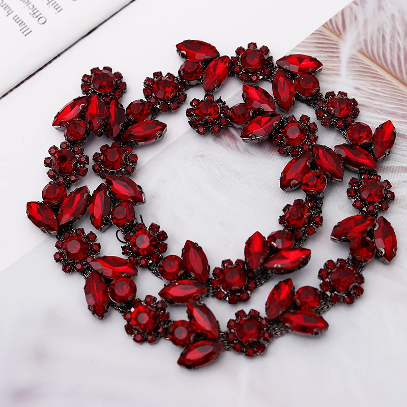 

fancy hand Sewn Rhinestone Decorative chain Wedding dress accessories Pearl Beaded Lace Trim fabric applique patches Bracelet