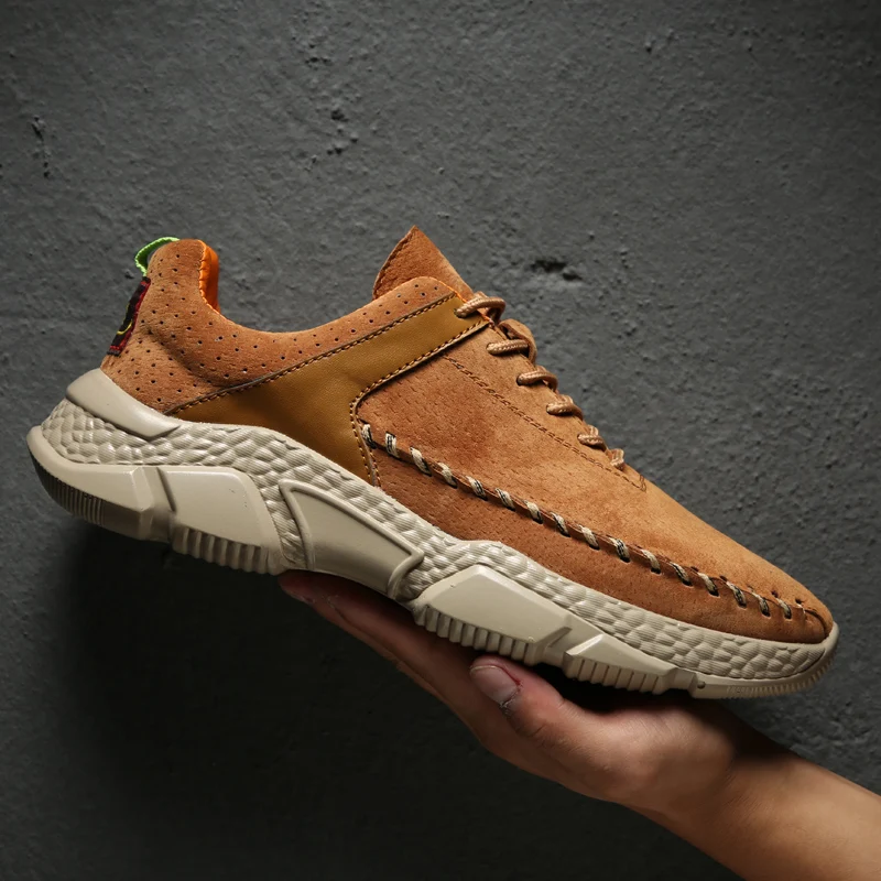 

Times New Roman Brand Genuine Leather Mens Casual Shoes Outdoor Sneakers Men Loafers Ultralight Breathable Men's Shoes Plus Size