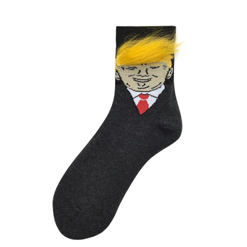 1 пара, носки с изображением Дональда Трампа, унисекс, Забавный принт, для взрослых, повседневные, 3D, поддельные волосы, носки для команды, хит, хип-хоп, бутсы для скейтборда, носки
