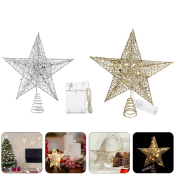 

1 Set Three-dimensional Creative Treetop Star Table Decor Star Design Top Lamp for Home Tree Christmas