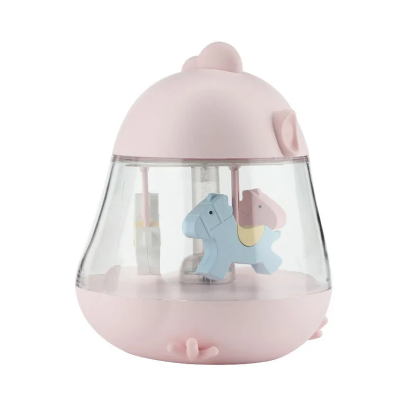Pink Карусель, светодиодный ночник, музыкальная лампа, зарядка, сенсорный прикроватный светильник для девочек, яркий атмосферный светильник, s Usb зарядка, рождественские подарки - Испускаемый цвет: Pink