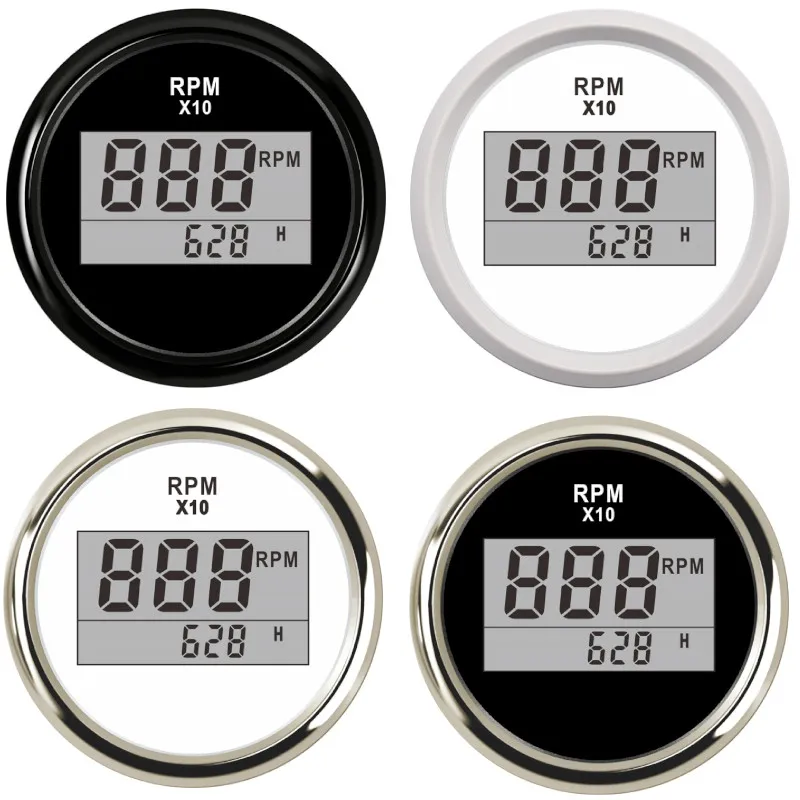 

52mm Digital Tachometer Car Truck Boat Tacho Gauge With Hourmeter for Diesel ,Gasoline Engine 12 V 24 V With Red Backlight