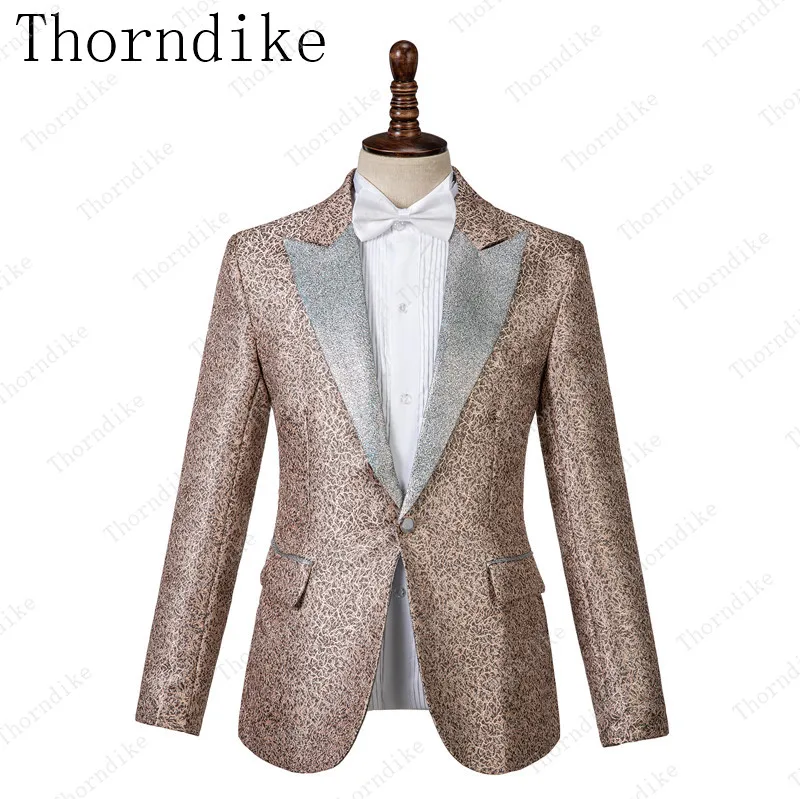 Thorndike costum сделано Роскошная только куртка hombre bordado мужской свадебный костюм леопардовый блейзер с рисунком блестящие лацканы мужской Wondeful костюм