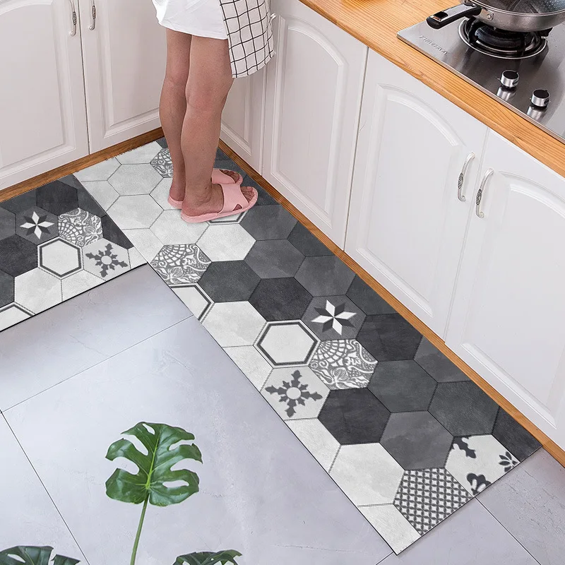 PVC Carpet Doormats Floor-Mat Kitchen-Mat Nordic-Style Waterproof Long-Strip And PU Household