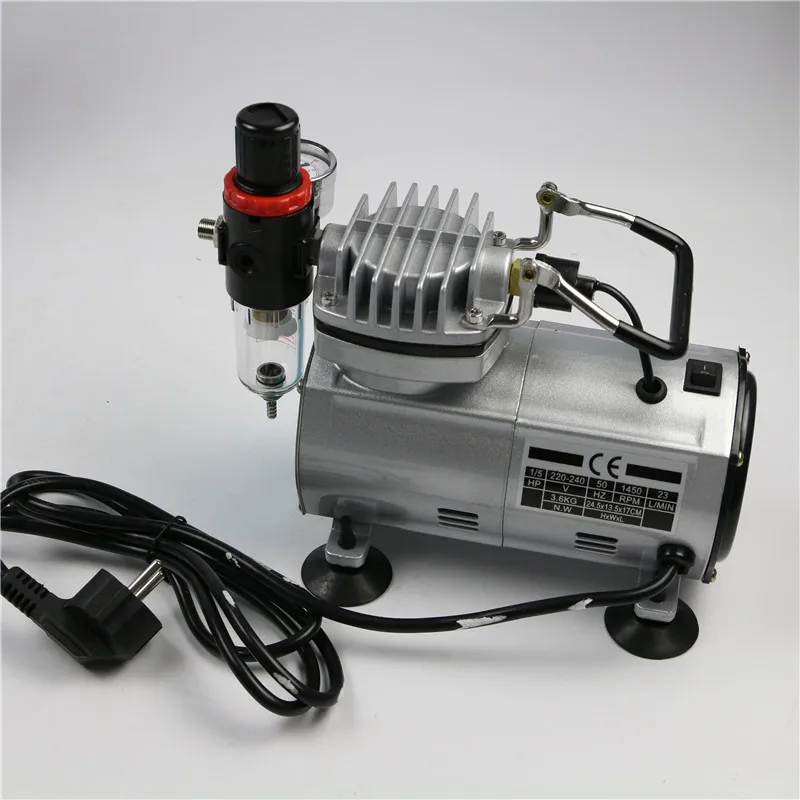 Onnfang Аэрограф Высокое качество одноцилиндровый поршневой компрессор 1/5HP масло уменьшенного использования пластин для Красота арт бодиарт модель торта распыления