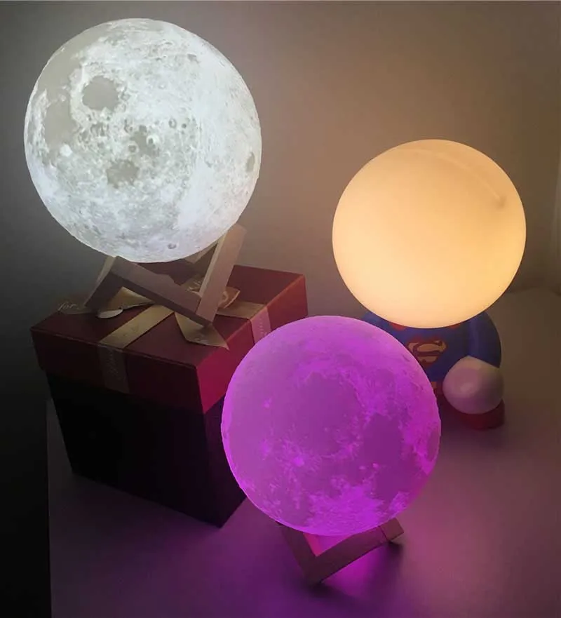 RGB светодиодный светильник с функцией изменения цвета, 3D Печатный светильник, креативный прикроватный глобус, Ночной светильник, USB настольная лампа, лунный светильник, светильник для спальни, светильник для кормления ing