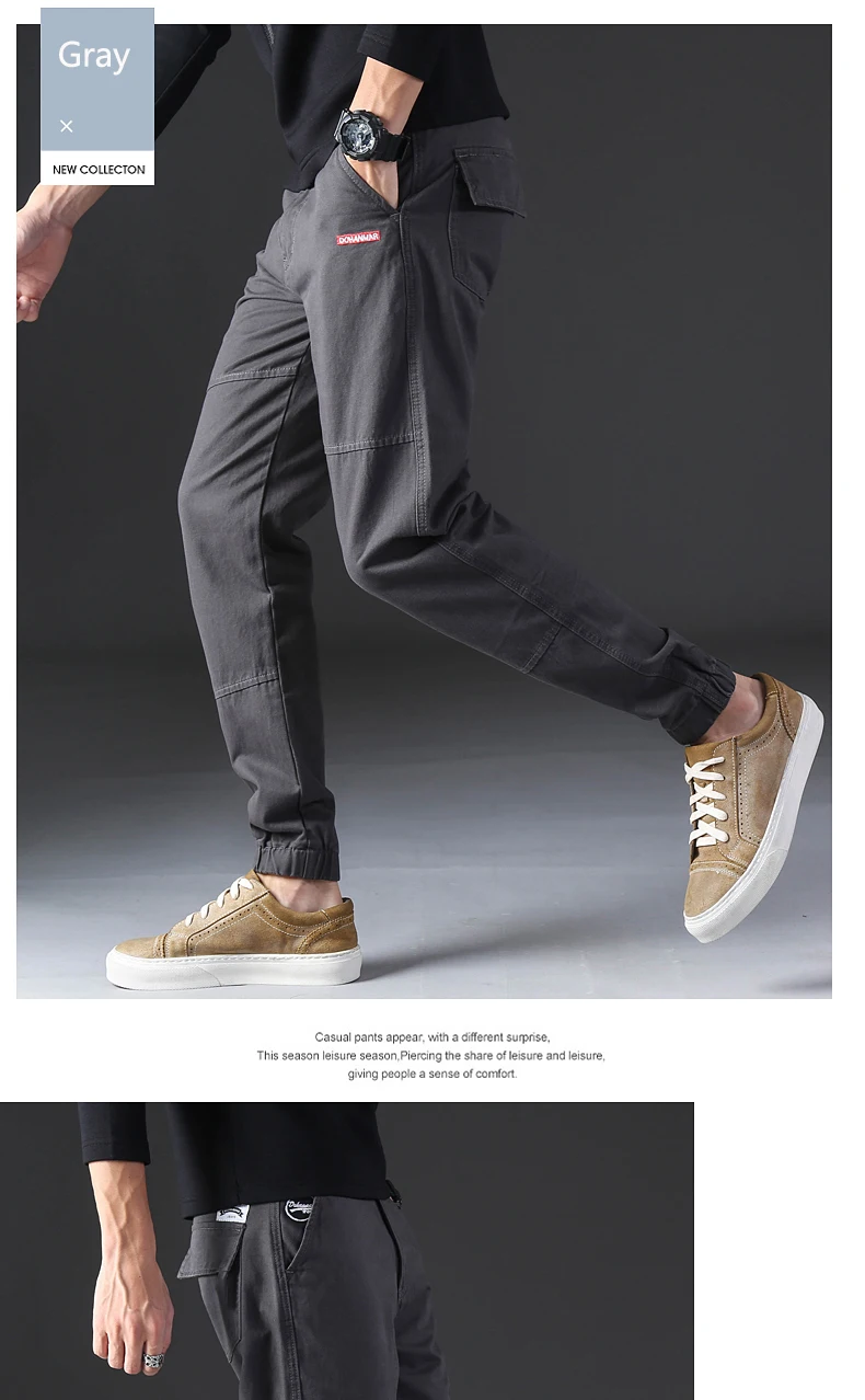 KSTUN Casual Mens Pants Slim Fit Casual Pants Sweatpants Joggers Solid Gray Khaki Men Trousers