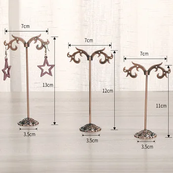 

3pcs Store Anti-fall Classical Ring Bracelet Necklace Vintage Display Hanger Rack Stand Jewelry Holder Iron Plating Decorative