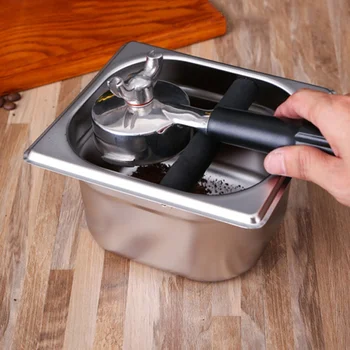 

Shock-absorbent Espresso Knock Box Anti slip Coffee Grind Dump Bin Waste Bin with Detachable Knock Bar for Barista