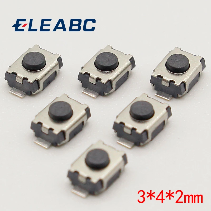 50PCS SMD 2Pin 3X4MM Tactile Tact Push Button Micro Schalter Momentary