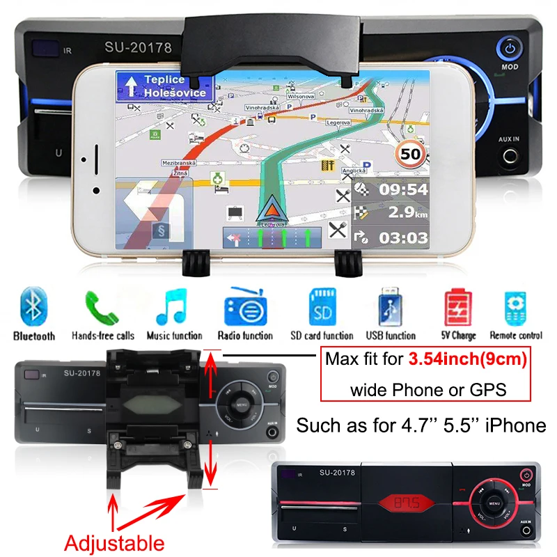 Авторадио 1 Din Автомобильный gps держатель телефона Bluetooth радио SD MP3 плеер Coche Estereo
