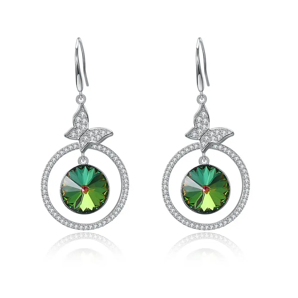Женские серьги-бабочки LEKANI с кристаллами Swarovski из стерлингового серебра 925 пробы