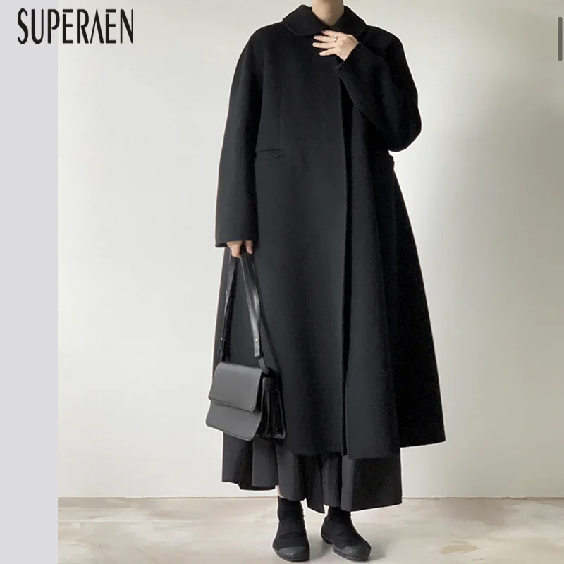 SuperAen корейский стиль сплошной Цвет Для женщин шерстяное пальто одноцветное Цвет Новинка зимы Женское шерстяное пальто Модные Повседневное женская одежда