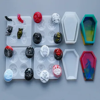 

SNASAN coffin skull Halloween bat spider Silicone Mold Ornaments Resin Clear Mold Diamonds DIY Mold Home Decoration Resin Art