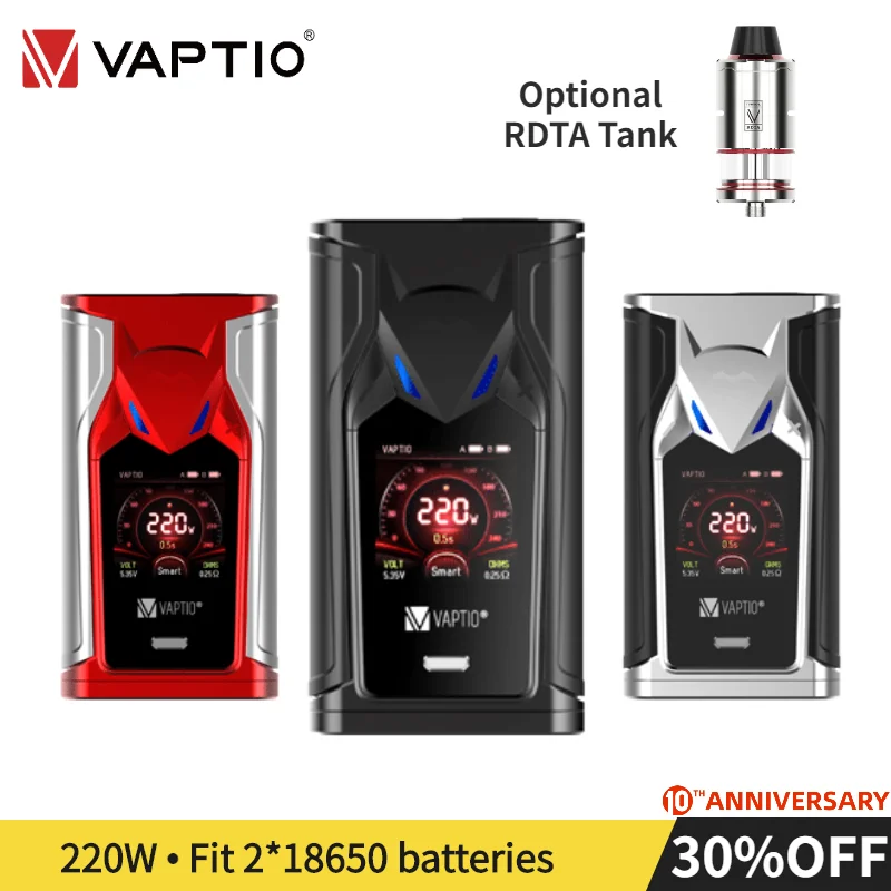 

Gift RDA tankVaptio Super Bat vape mod 220W multiple modes vapour cigarette 0.005s firing 1.3'' TFT screen fit 18650 battery
