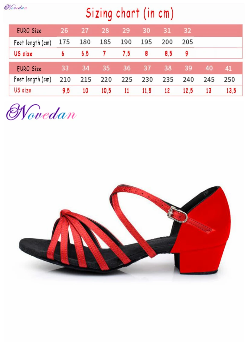 Скидка; Новинка; ; Детская бальное танго сальса для девочек; обувь для латинских танцев; атласная кубинская обувь на низком каблуке; 17 цветов - Цвет: Style 10 Check size