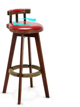 

Bar Chair Solid Wood High Stool Net Red Isn Log Front Desk Chair Back Chair Bar Table Chair Nordic Household