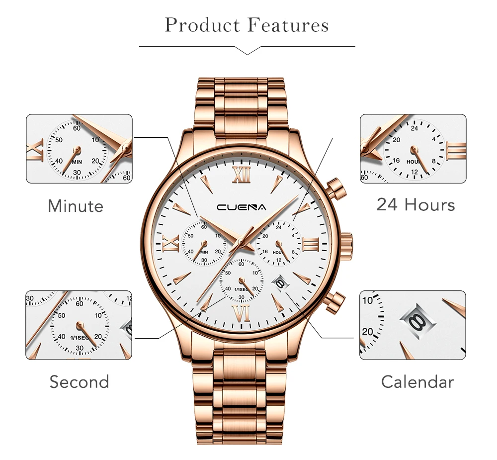 316L полный стальной хронограф мужские часы спортивные черные водонепроницаемые!