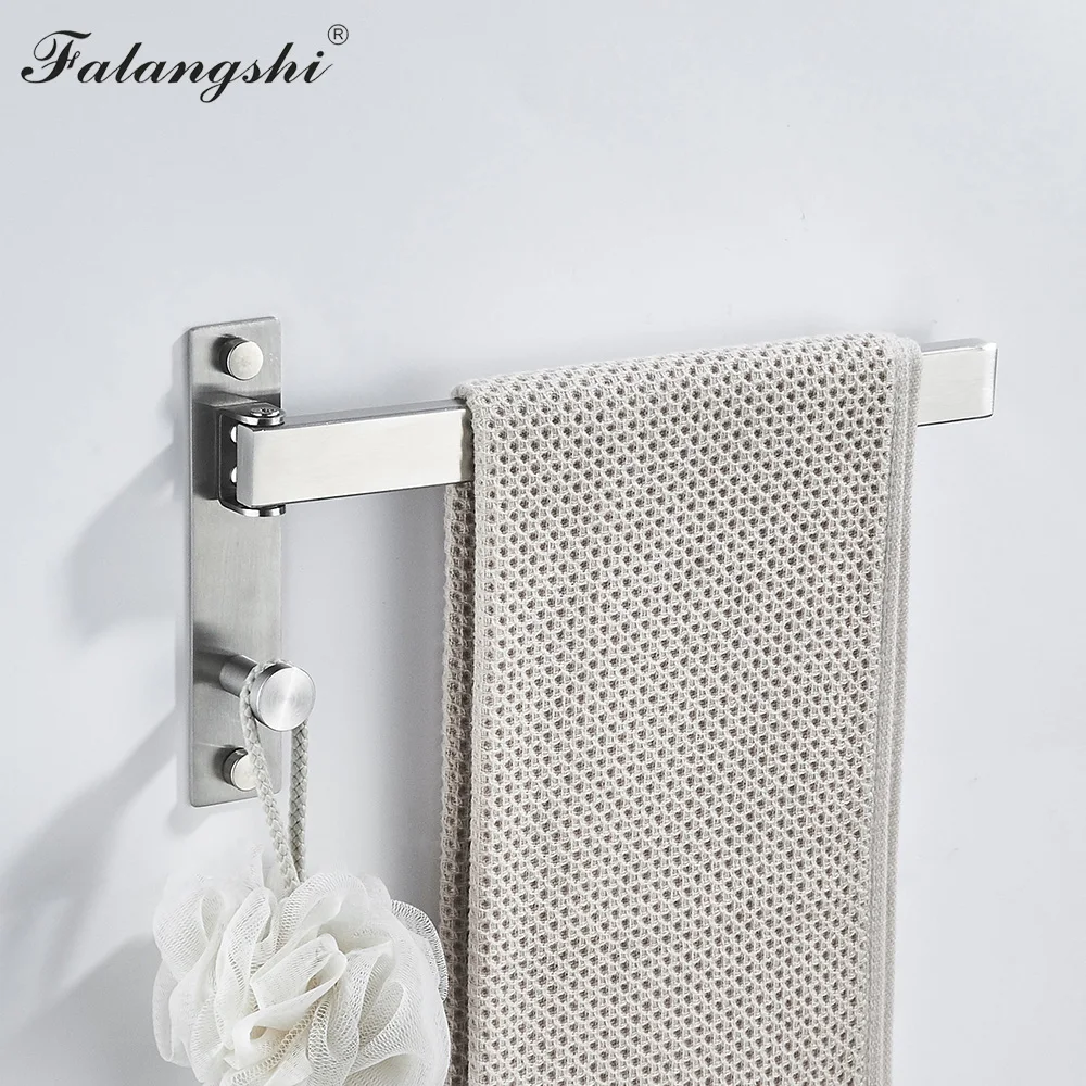 Bathroom Flexible Towel Bar towel rack towel holder 304 Stainless Steel 180 Swivel Rotation Brushed Clothes Hanger Towel Rack Wall Mounted WB8709