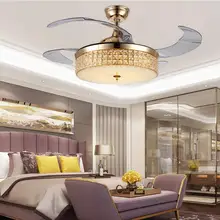 4" Роскошная Потолочная люстра с вентилятором, акриловые выдвижные лопасти, светодиодный пульт дистанционного управления, 3 скорости, 3 цвета, изменение цвета, осветительная арматура