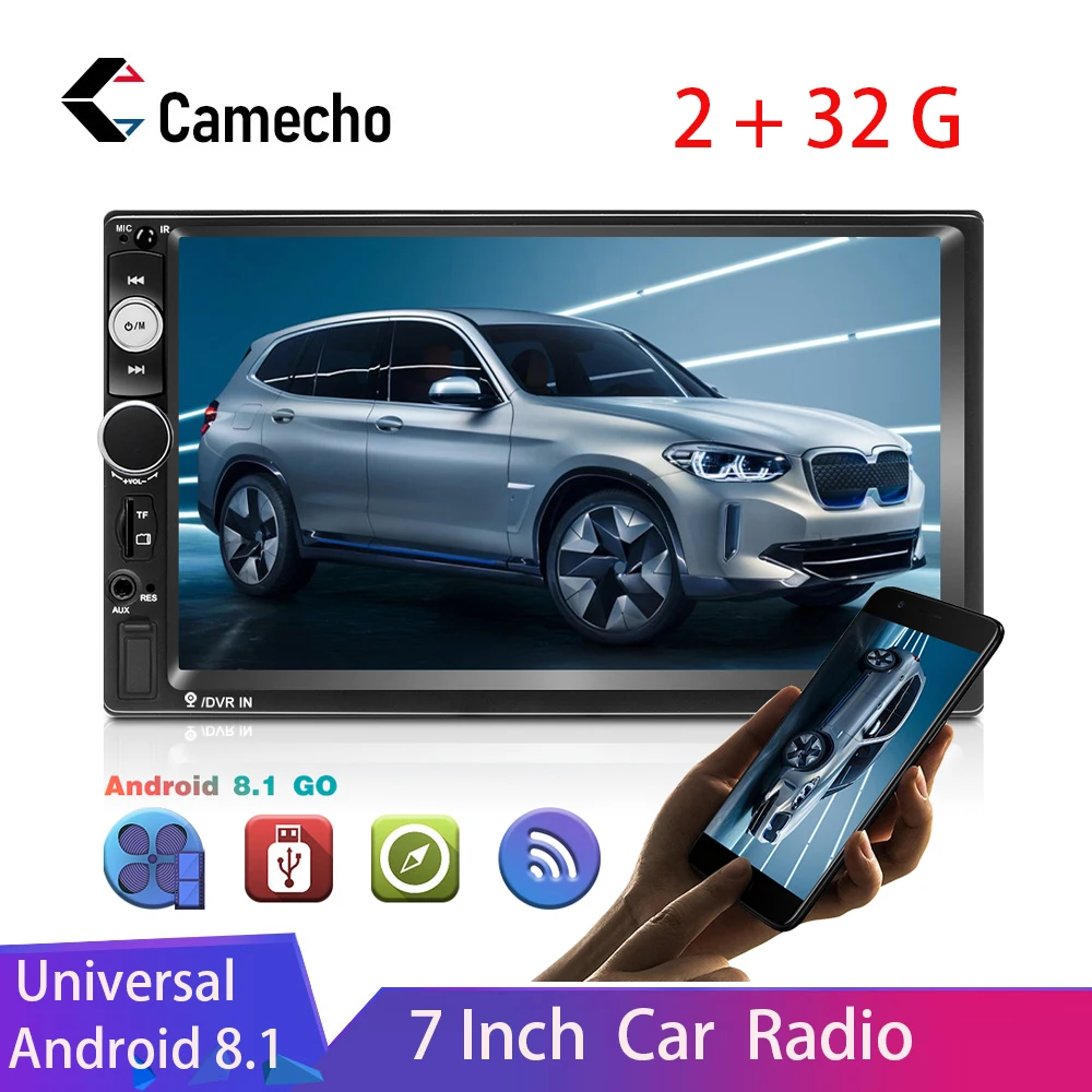 

Camecho Android 8.1 2Din Car Radio 7'' HD 1080P Car Stereo Radio Universal GPS Bluetooth WIFI FM Auto Radio Suppport Rear Camera