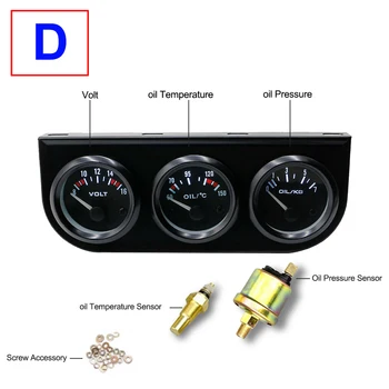 

52MM 3 In1 WIth Volt Meter+Oil Temp Gauge+Oil Pressure Gauge Triple Gauge Kit