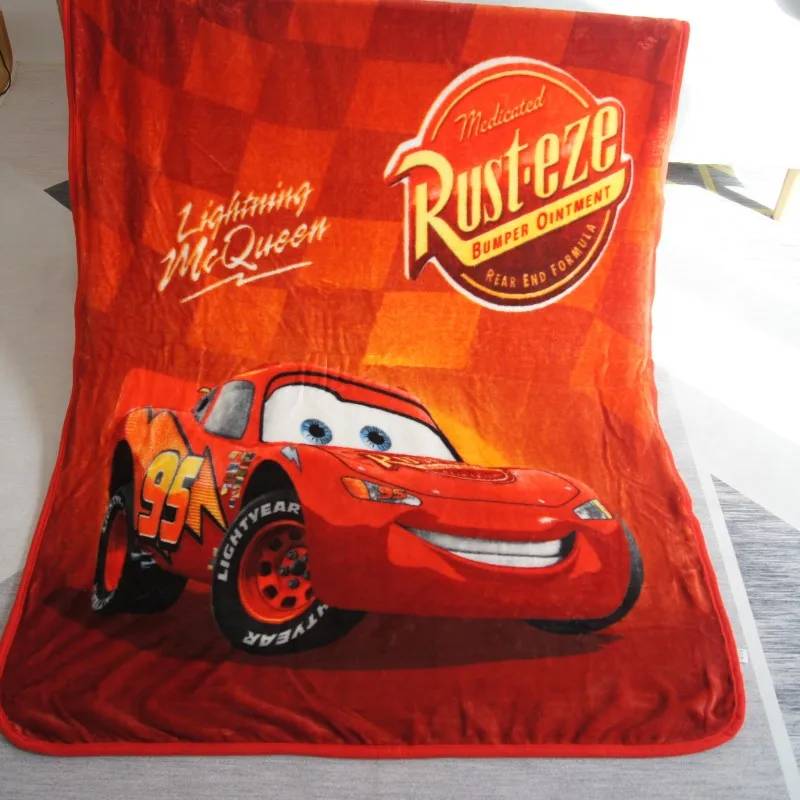 Disney 95 Lightning Mcqueen Orange Coral Fleece Blankets On Bed