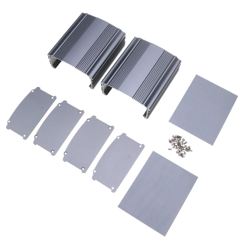 2 Packs Extruded Aluminum Electronic Power Enclosure PCB instrument Project Box Case DIY, 3.46 x 1.85 x 3.94 inch