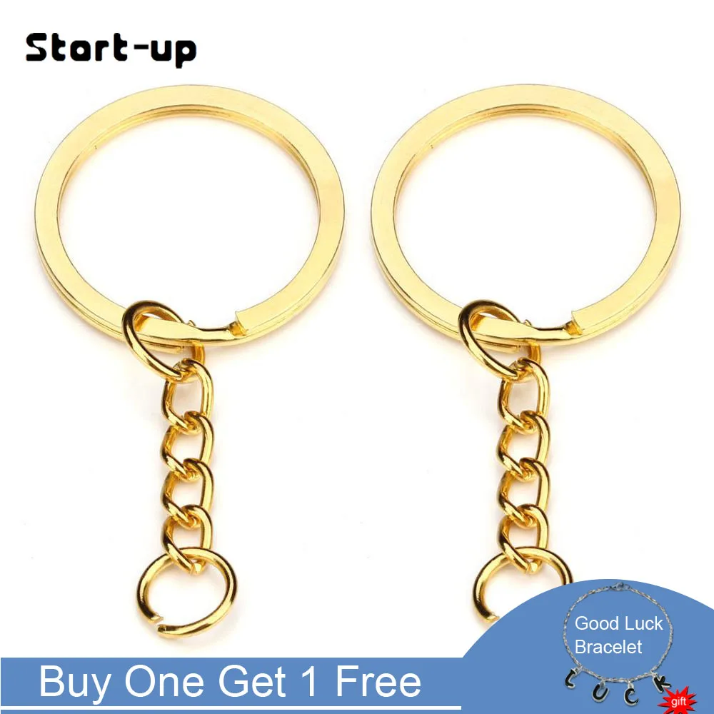 

20pcs/lot Key Chain Bronze Rhodium Gold Long Round Split Key rings Keychain Jewelry Making Wholesale DIY Accessories