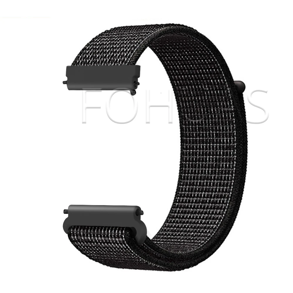 Нейлоновый ремешок 20 мм 22 мм для samsung Galaxy Watch 42 мм 46 мм Active gear S3 классический и приграничный ремешок Amazfit Bip HUAWEI WATCH 2 Pro - Цвет ремешка: Reflective Black