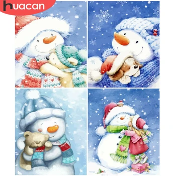 

HUACAN DIY Painting By Number Christmas Drawing On Canvas Pictures By Numbers Snowman Kits Home Decor