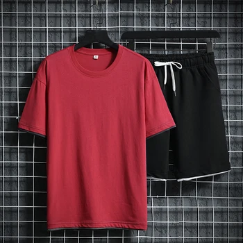 

Men's Sets 2020 Mens 2 Piece Outfit Sports Set Male Short Sleeve T Shirts + Shorts Man Summer Casual Short Thin Sets Suit M-4XL