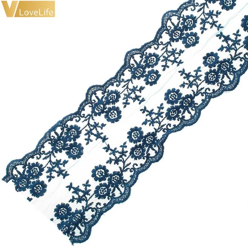 1Yard Cotton Lace White Trim Wedding Ribbon Flowers 12cm Stretch Lace Crochet Applique Material Lace Fabric For DIY Sewing Color